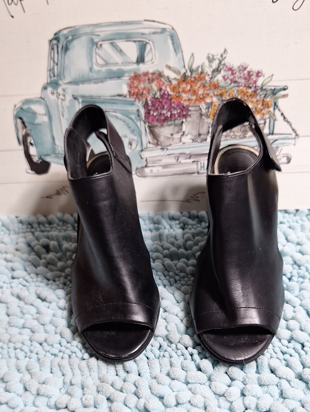 Madden Girl Black Open-Toe Mule Booties - Picture 1 of 6